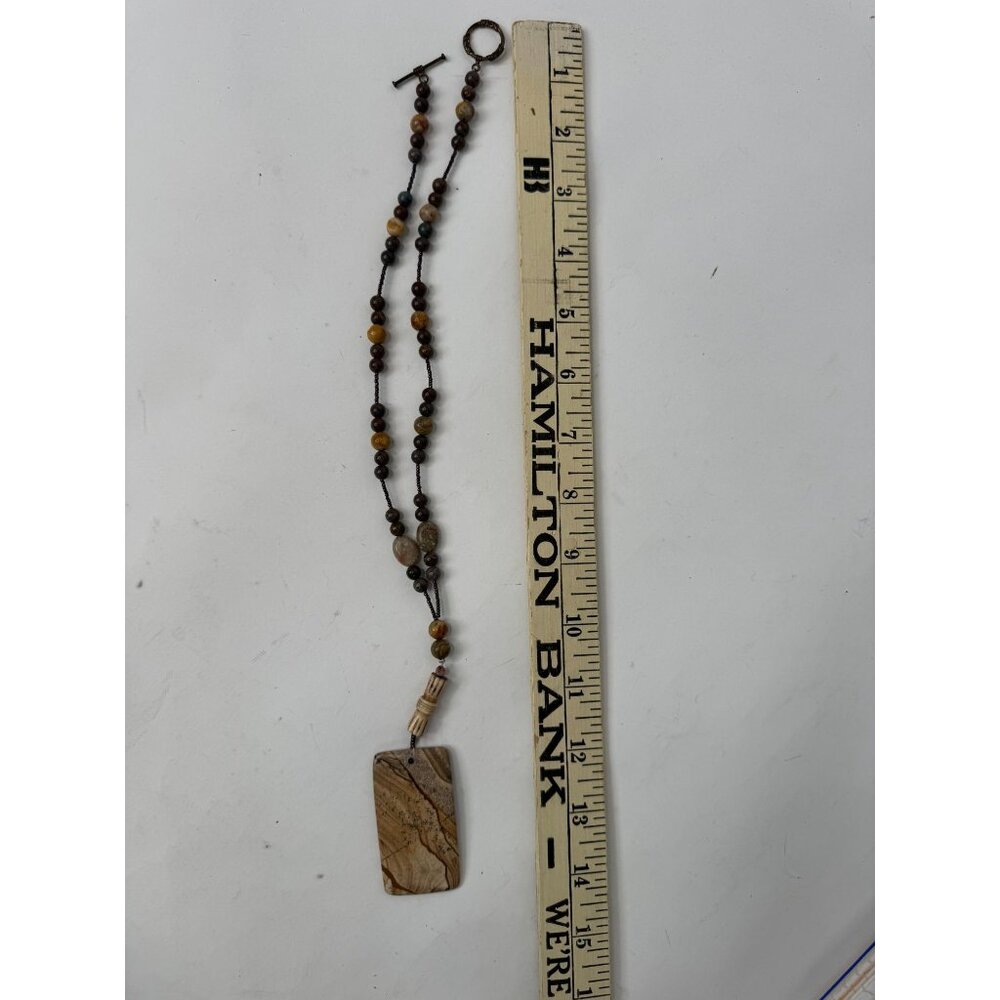 Picture Jasper Pendant Necklace With Unakite & Polychrome Jasper Beads Healing S